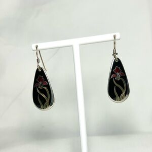 VTG| Laurel Burch “Wild Iris” Drop Earrings- Sterling silver